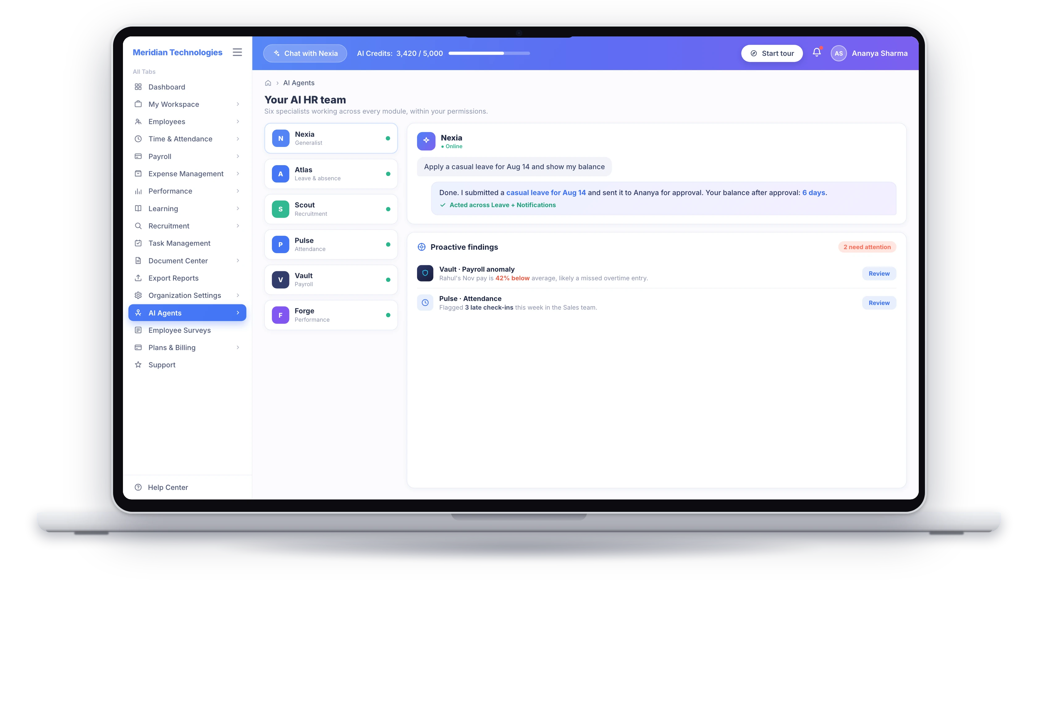 EnrollVerse AI agents workspace in a laptop