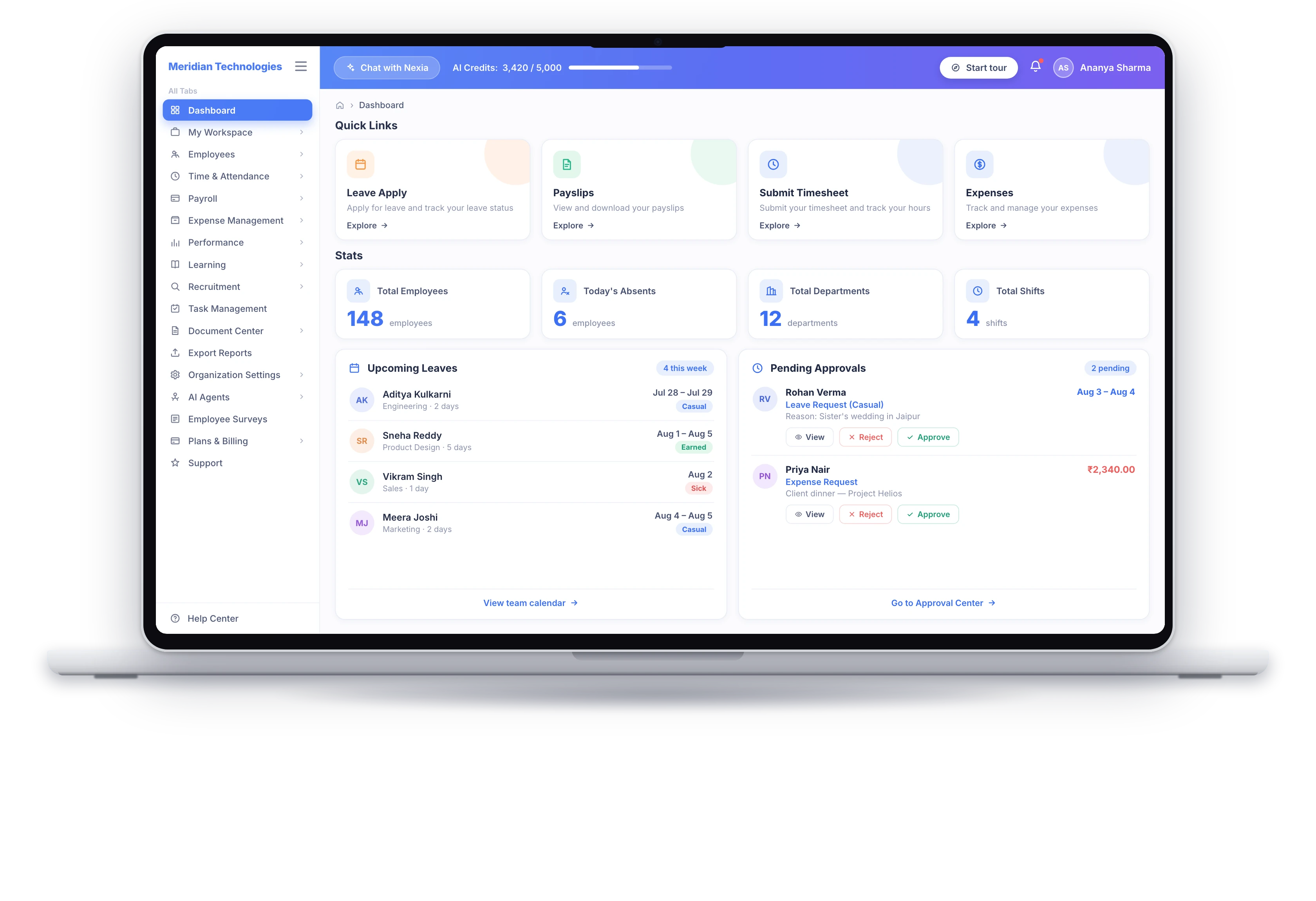 EnrollVerse web dashboard in a laptop